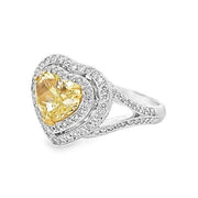 Platinum & 18K Yellow Gold Yellow & White Diamond Ring