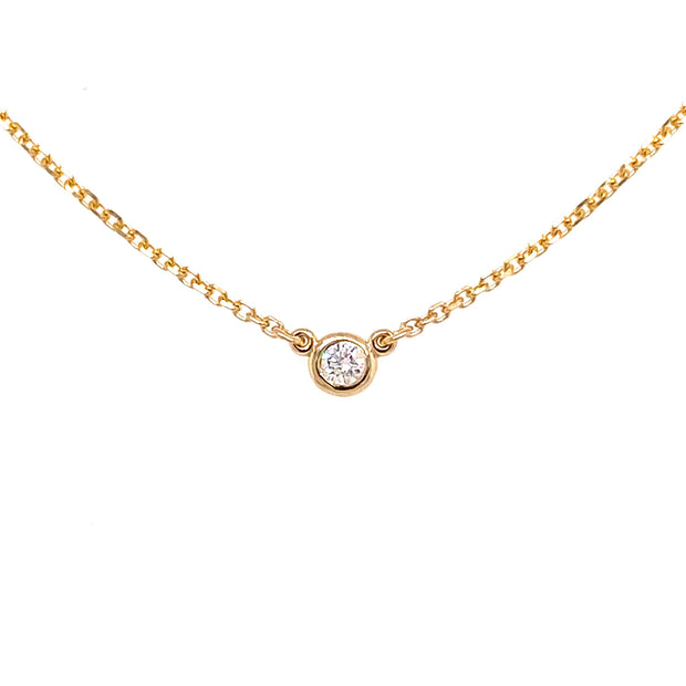 14K Yellow Gold Solitaire Diamond Necklace