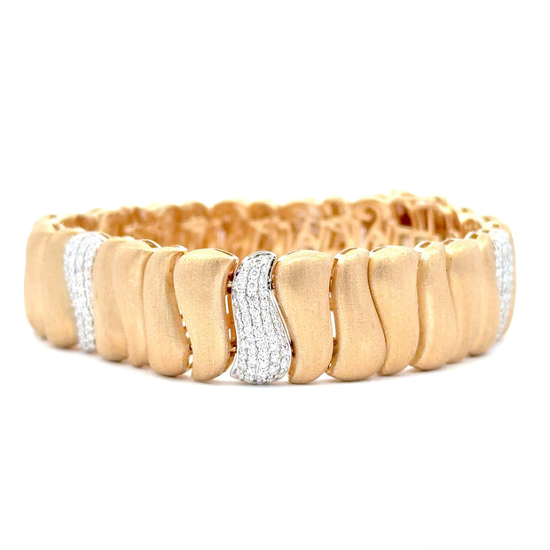 14K Yellow & White Gold Fancy Link Diamond Bracelet