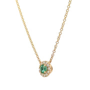 14K Yellow Gold Emerald & Diamond Necklace