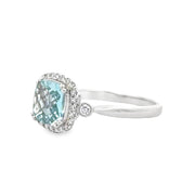 14K White Gold Aquamarine & Diamond Ring