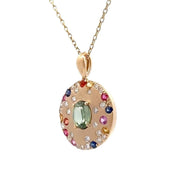 D.M. Kordansky 14K Yellow Gold Multi-Color Sapphire & Diamond Necklace