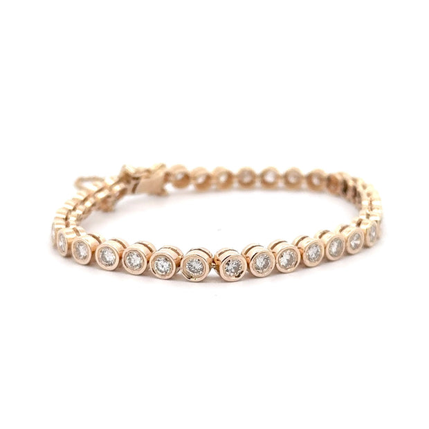 Estate 14K Yellow Gold Bezel-Set Diamond Tennis Bracelet