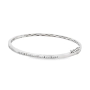 14K White Gold Diamond Bangle Bracelet