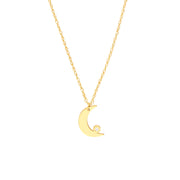 14K Yellow Gold So You Diamond Bezel Half Moon Necklace