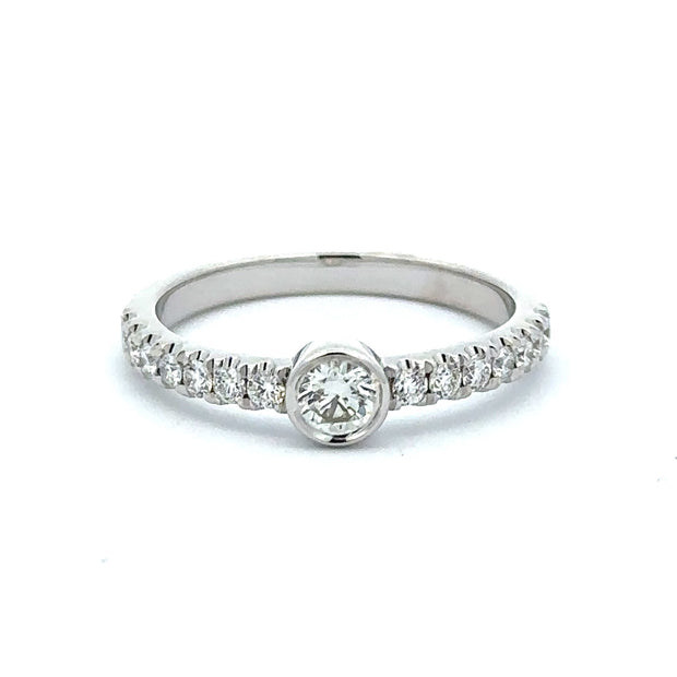 14K White Gold Diamond Stackable Ring