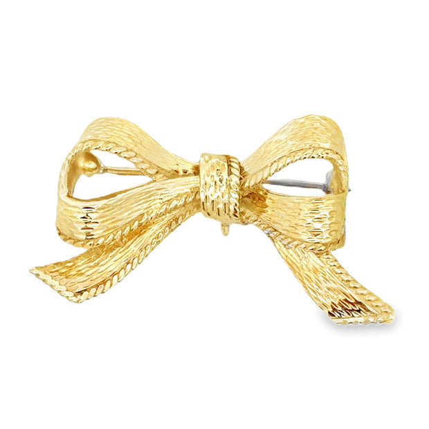 Estate 18K Yellow Gold Bow Brooch