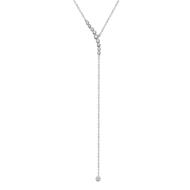 14K White Gold Lariat-Style Diamond Necklace