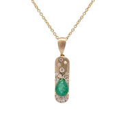 D.M. Kordansky 14K Yellow Gold Emerald & Diamond Bar Necklace