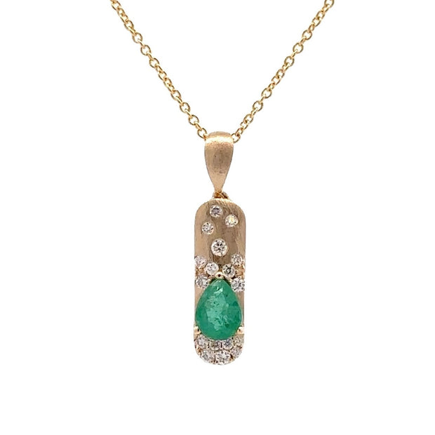 D.M. Kordansky 14K Yellow Gold Emerald & Diamond Bar Necklace