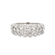 Estate 14K White Gold Three Row Diamond Ring