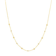 14K Yellow Gold Alternating Bezel Diamond & Bead Necklace