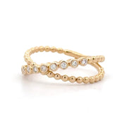 14K Yellow Gold Criss-Cross Diamond Ring