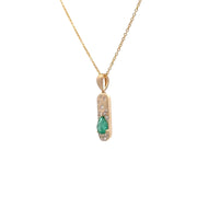 D.M. Kordansky 14K Yellow Gold Emerald & Diamond Bar Necklace