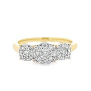 Estate 14K Yellow Gold "Three Stone" Cluster Ring