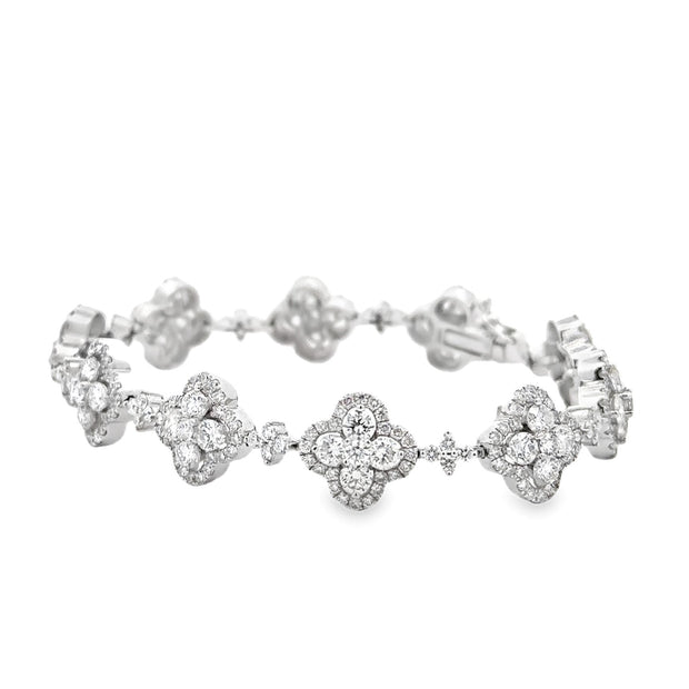 18K White Gold Quartefoil Diamond Bracelet