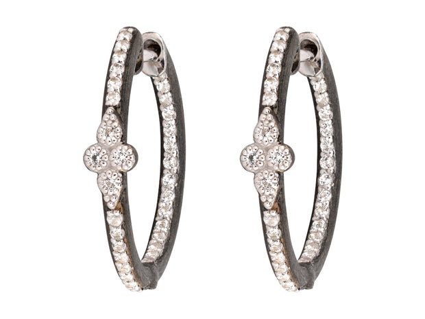 JudeFrances Silver Provence Pavé Small Hoop Earrings