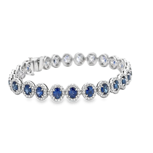 18K White Gold Sapphire & Diamond Bracelet
