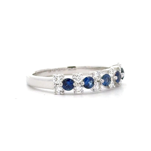 14K White Gold Sapphire & Diamond Stackable Ring