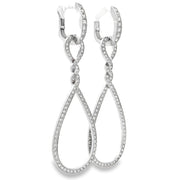 18K White Gold & Diamond Twisted Dangle Earrings