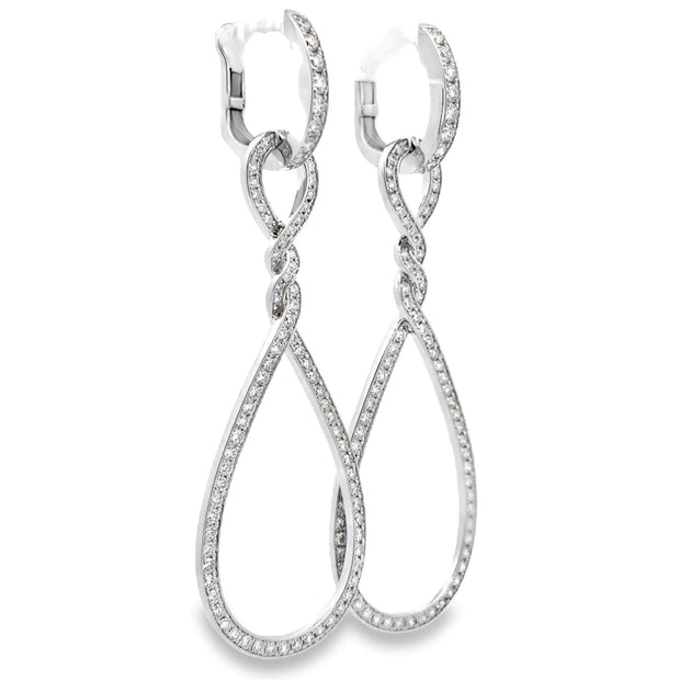 18K White Gold & Diamond Twisted Dangle Earrings