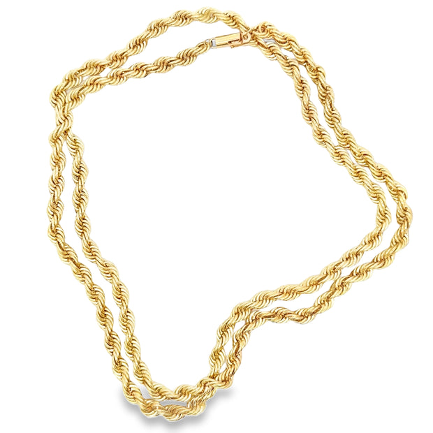 Estate 14K Yellow Gold Solid Rope Chain