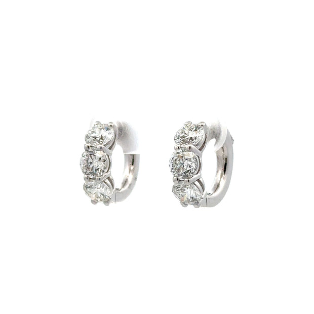 14K White Gold Diamond Huggie Earrings