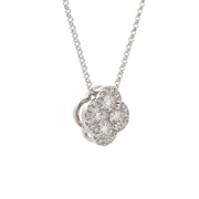 14K White Gold Clover-Style Diamond Necklace