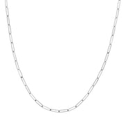 14K White Gold Paper Clip Necklace