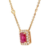 14K Yellow Gold Ruby & Diamond Necklace