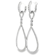 18K White Gold & Diamond Twisted Dangle Earrings