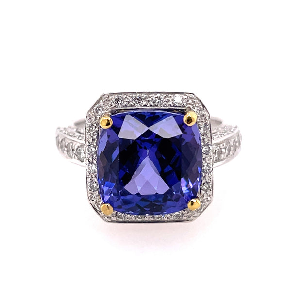 14K White & Yellow Gold Tanzanite & Diamond Ring