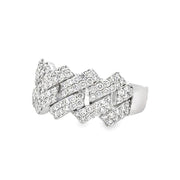 14K White Gold Link-Style Diamond Ring