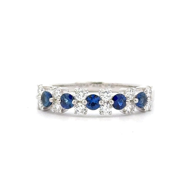 14K White Gold Sapphire & Diamond Stackable Ring