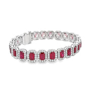 18K White Gold Ruby & Diamond Bracelet