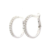 14K White Gold Diamond Hoop Earrings