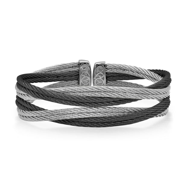 ALOR Black & Grey Cable Entwine Cuff