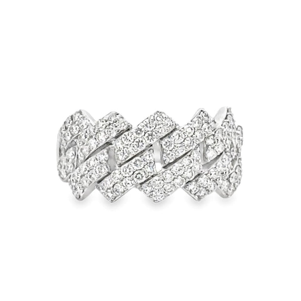 14K White Gold Link-Style Diamond Ring