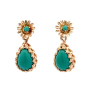 Estate 14K Yellow Gold Turquoise Dangle Earrings