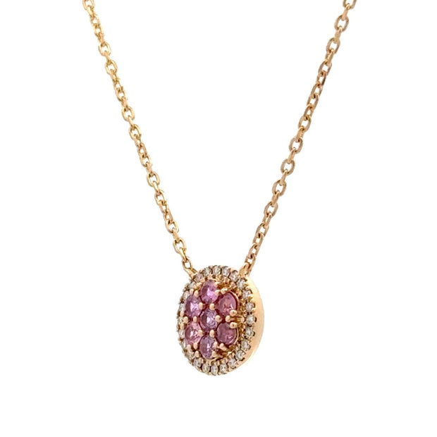 14K Yellow Gold Pavé-Set Pink Sapphire & Diamond Necklace