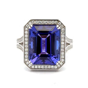 14K White Gold Tanzanite & Diamond Ring