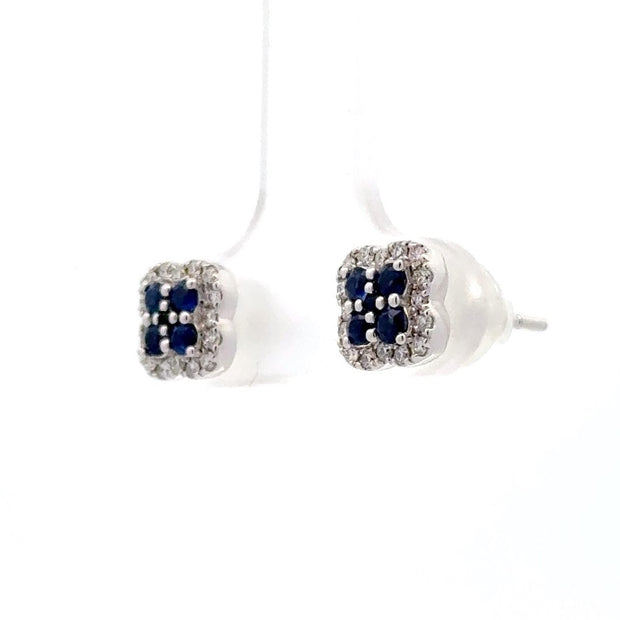 14K White Gold Sapphire & Diamond Stud Earrings