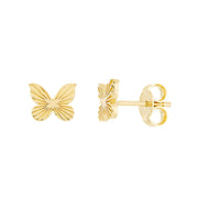 14K Yellow Gold Fluted Butterfly Micro Stud Earrings