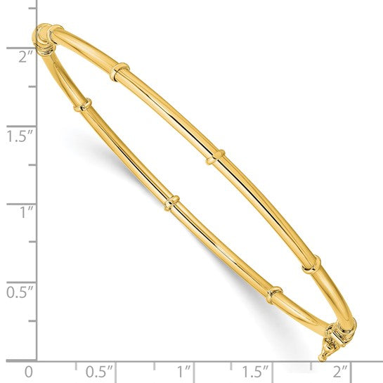 14K Yellow Gold Fancy Hinged Bangle Bracelet