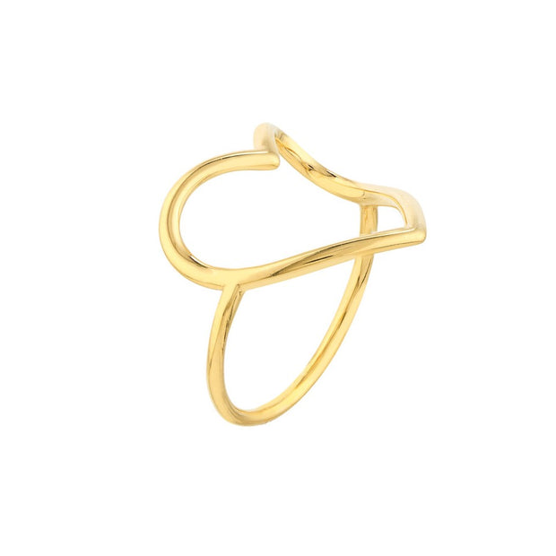 14K Yellow Gold Organic Open Heart Ring