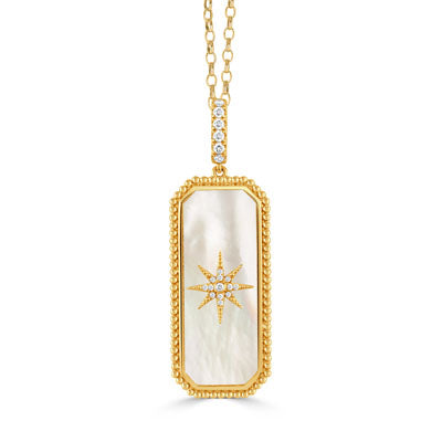 Doves 18K Yellow Gold Mother of Pearl & Diamond Celestia Necklace