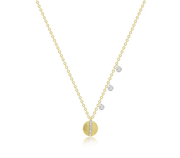 Meira T 14K Yellow & White Gold Delicate Diamond Disc Necklace