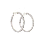 14K White Gold Diamond Hoop Earrings