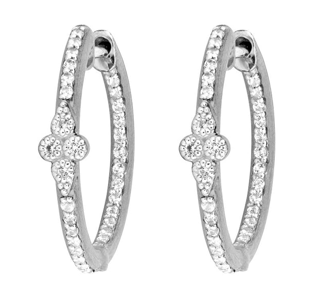 JudeFrances Silver Provence Pavé Small Hoop Earrings