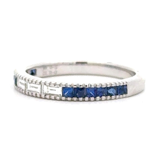 18K White Gold Sapphire & Diamond Stackable Ring